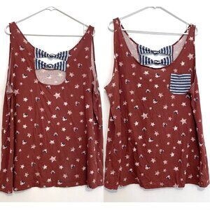 DISNEY PARKS Minnie Mouse Icon Americana Tank Top Red White Blue Stars Patriotic